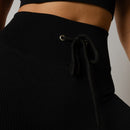 Conjunto Fitness Cropped Seamless Preto Canelado CO420
