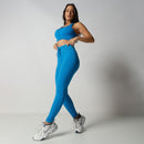 Conjunto Fitness Nadador Seamless Azul Canelado CO419