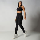 Conjunto Fitness Nadador Seamless Preto Canelado CO417