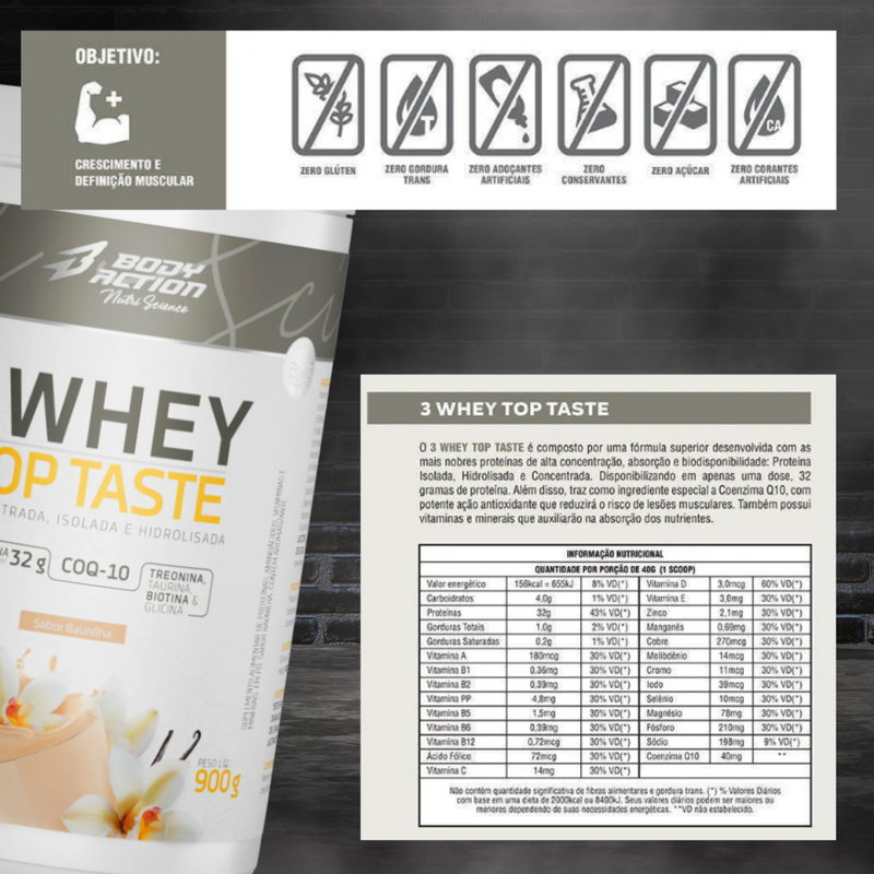 BODYACTION WHEY 3W TOP TASTE 900G POTE
